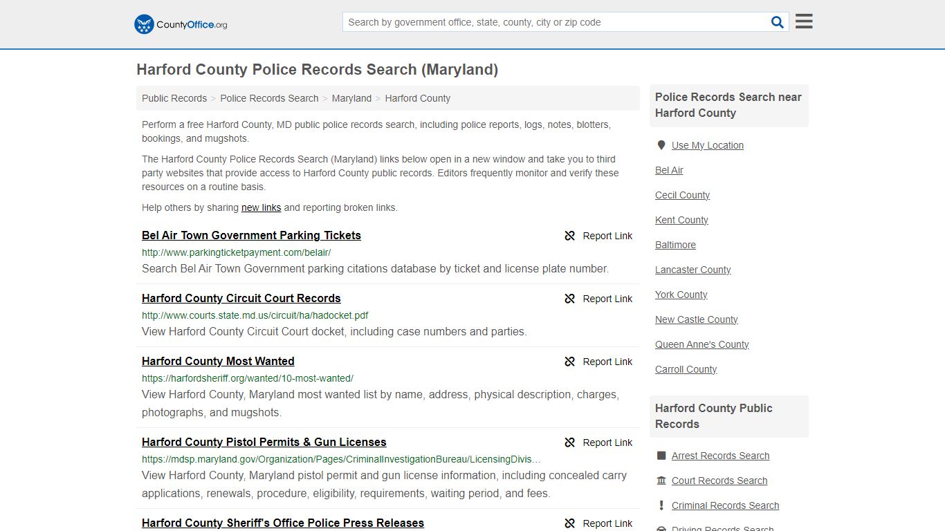 Harford County Police Records Search (Maryland) - County Office