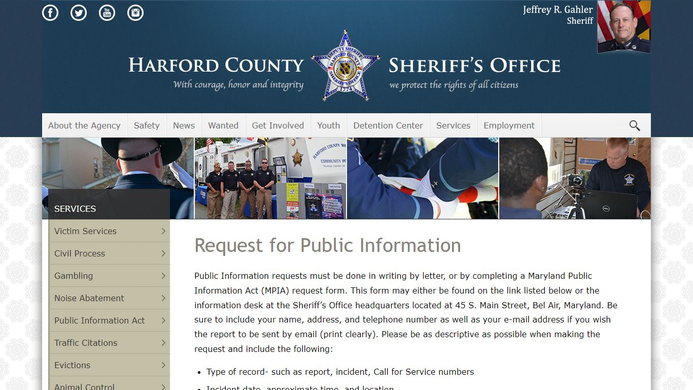 Request for Public Information - Harford County Sheriff's Office